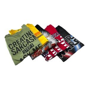 Lot of 5 Boy Tee Shirts Kids Large Star Wars Ninja Americana